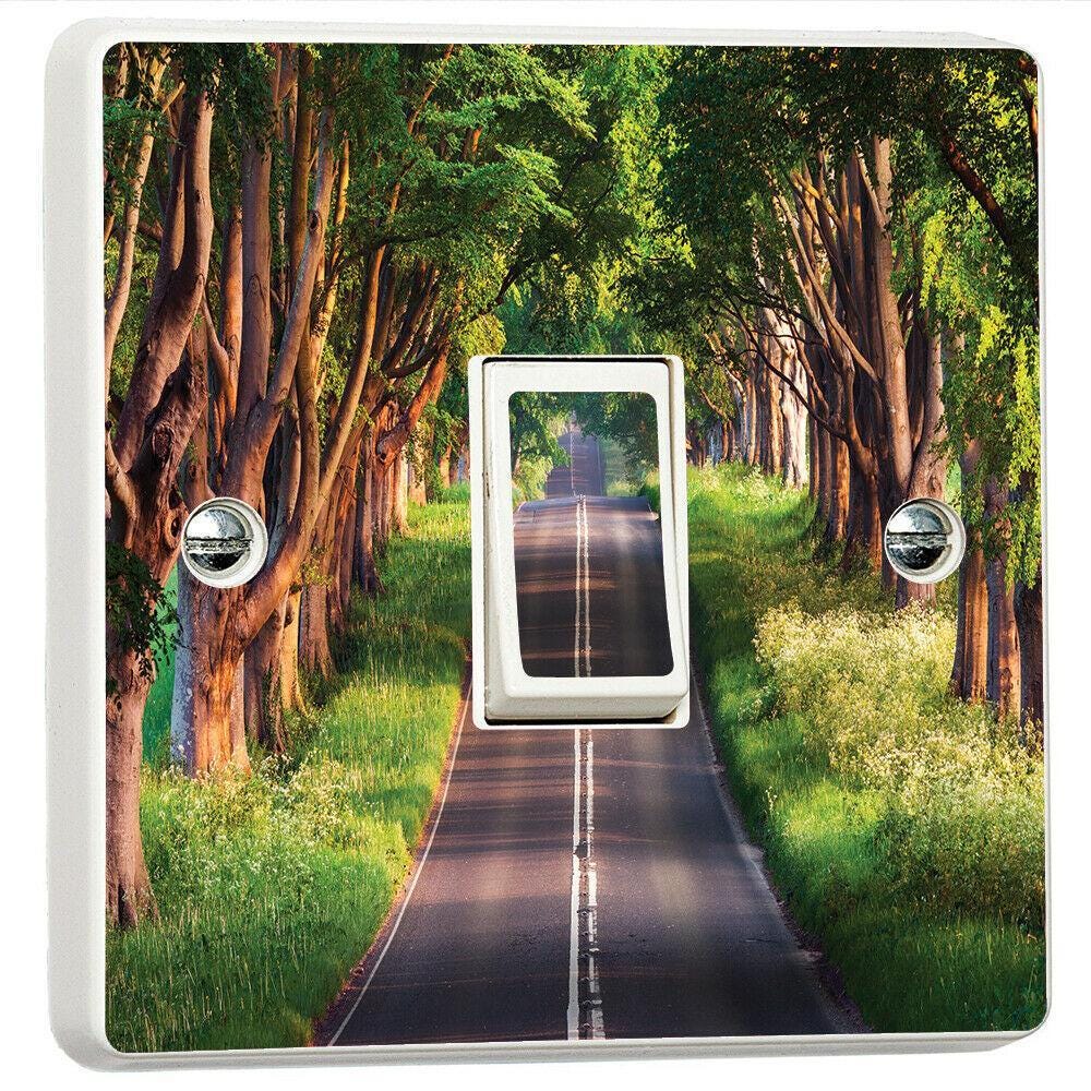 Forest Road Path 3d Art Light Switch Sticker Cover Vinyl Skin Wall Decal Decor