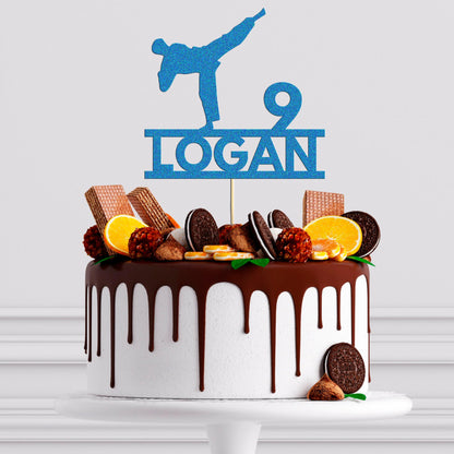 Personalised Glitter Karate Cake Topper: Martial Arts Birthday Decoration