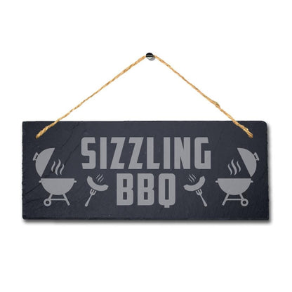 Sizzling Bbq Laser Engraved Hanging Slate Chicken Grilled Party Home Plaque Sign