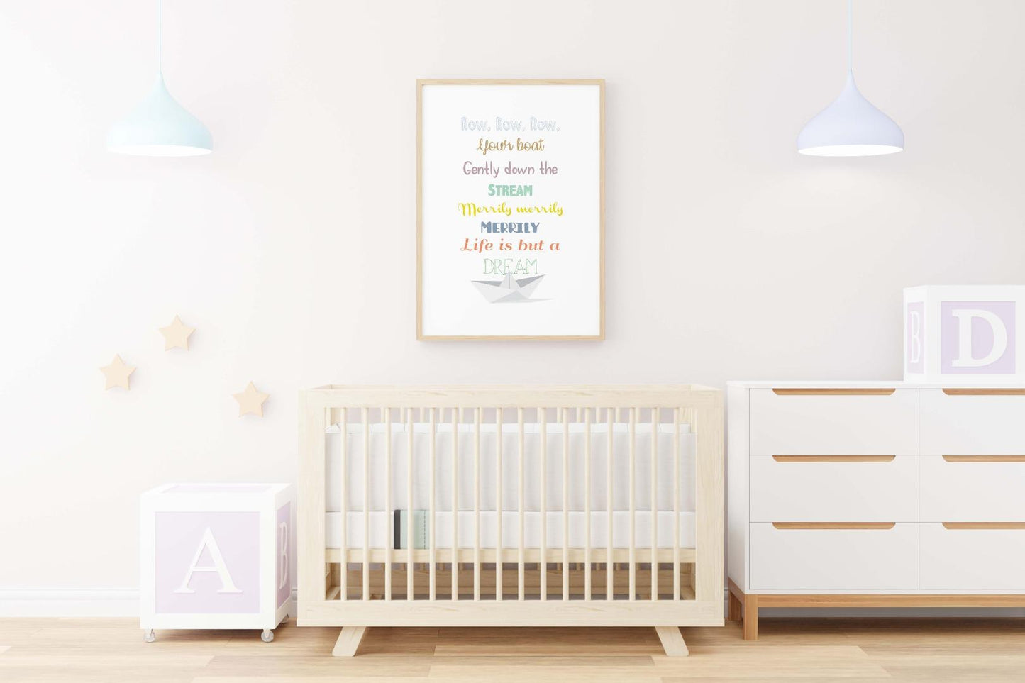 Rhyme Words Kids Boho Watercolour Hand Painted Effect Nursery Wall Art Poster