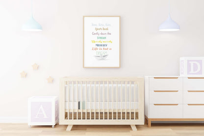 Rhyme Words Kids Boho Watercolour Hand Painted Effect Nursery Wall Art Poster