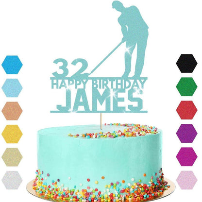 Golf Cake Topper Custom Golfer Golfing Birthday Cake Decoration Any Name & Age