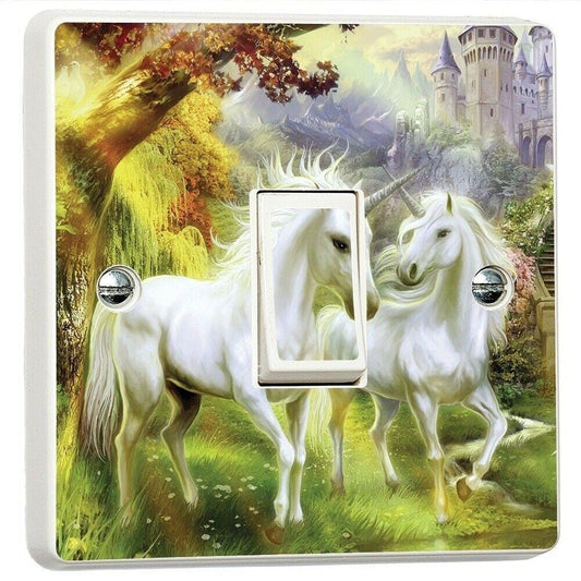 Fantasy Unicorn Paradise Light Switch Sticker Cover Vinyl Skin Wall Decal