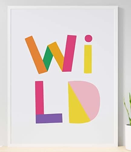 Wild Lovely Colours Word Nursery Bedroom Boys Girls Wall Decor Art Poster Print