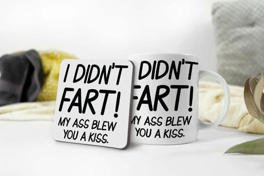 I Didn't Fart Mug & Coaster Set: Funny Novelty Dad Joke Gift