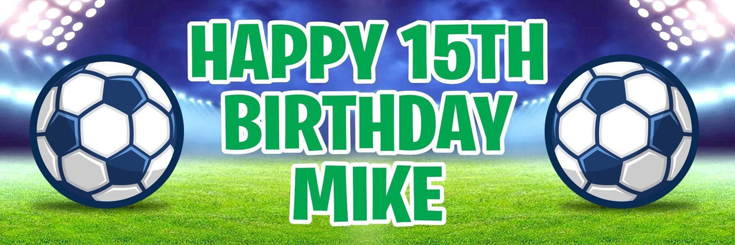 2x Personalised Football Birthday Banner: Custom Name & Age, Party Decoration