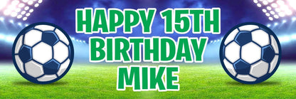 2x Personalised Football Birthday Banner: Custom Name & Age, Party Decoration