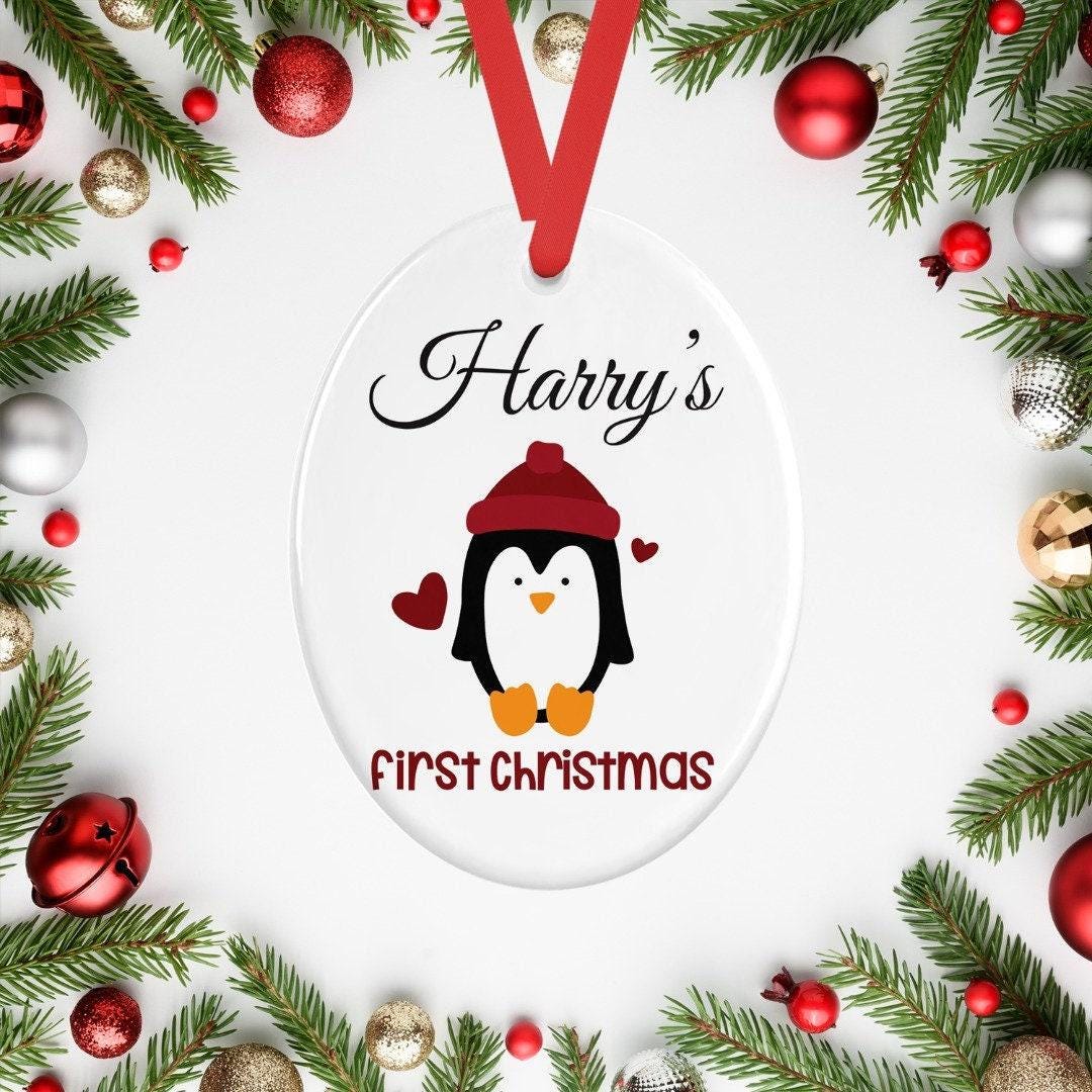 Babys First Christmas Personalised Oval Ceramic Bauble Tree Hanging Keepsake Decoration