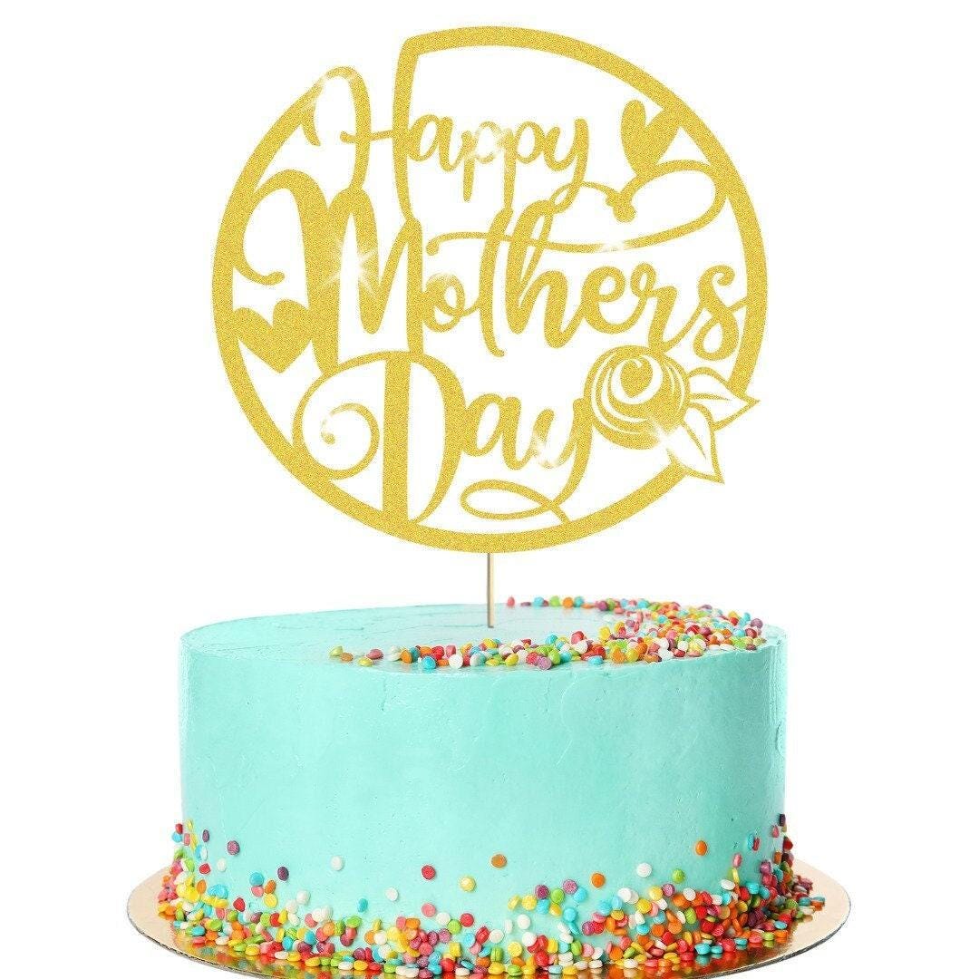 Hearts Design Happy Mothers Day Glitter Cake Topper Birthday Decoration