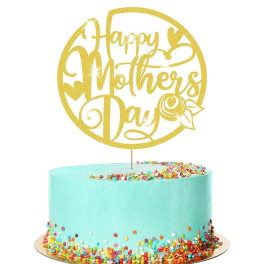 Hearts Design Happy Mothers Day Glitter Cake Topper Birthday Decoration