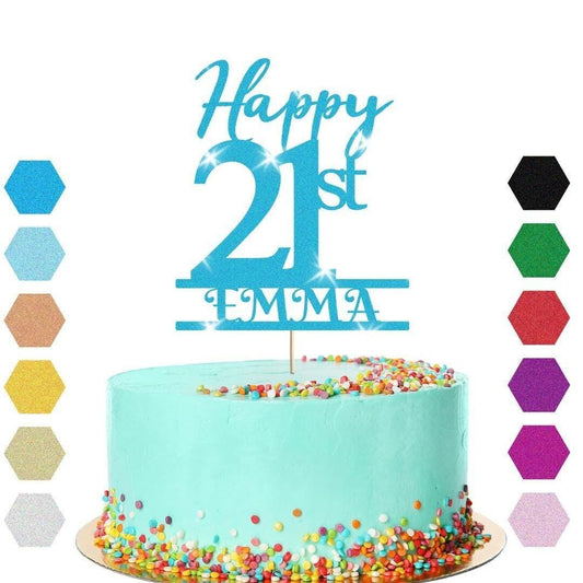 Personalised Name 21st Birthday Glitter Cake Topper Party Cake Decorations Gift