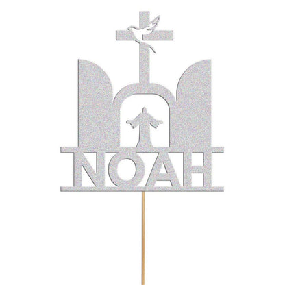 Personalised Glitter Confirmation Cake Topper: Dove & Cross Decoration