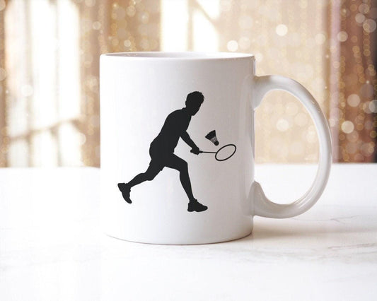 Badminton Player Sports Player Novelty Coffee Ceramic Mug Tea Cup And Coaster Set Gift