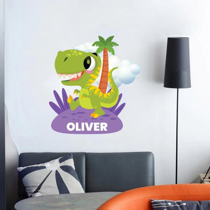 Personalised Raptor Dinosaur Wall Sticker Name Vinyl Decal Boys Kids Nursery Bedroom