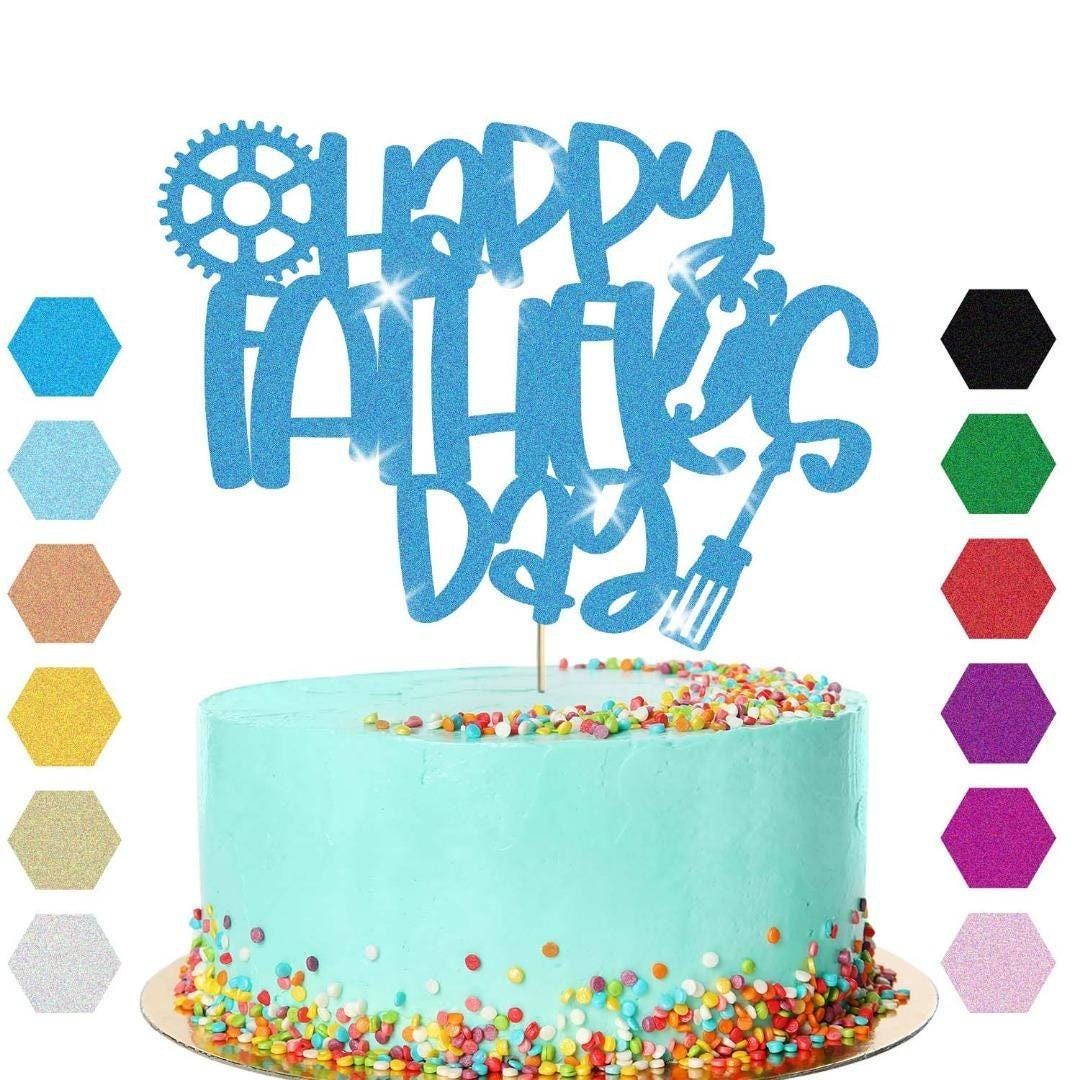 Happy Fathers Day Cake Topper Super Dad Daddy Men Party Glitter Cake Decoration