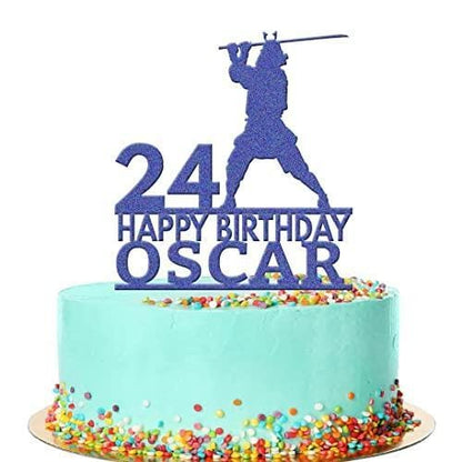 Personalised Acrylic Samurai Warrior Boys Birthday Cake Topper Decoration Gift