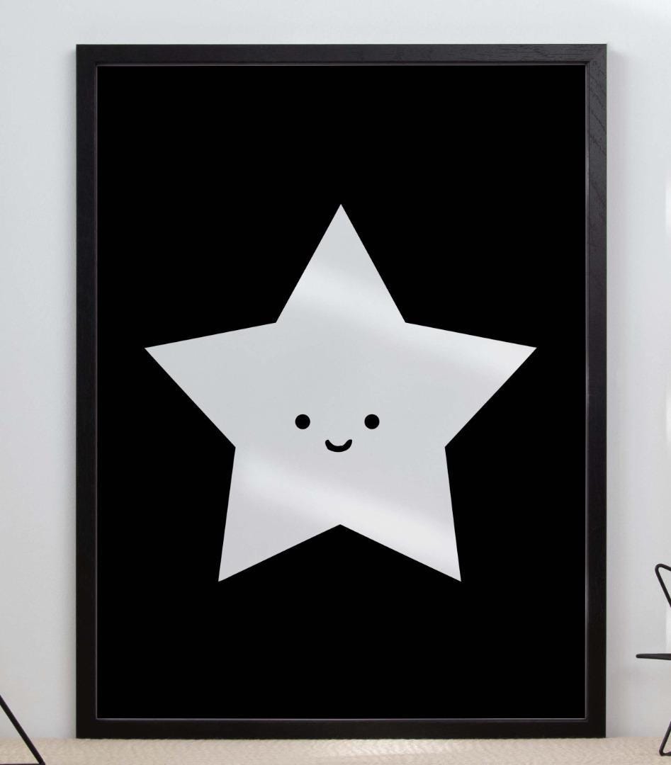 Cute Star Face Nursery Bedroom Boys Girls Wall Decor Art Poster Print
