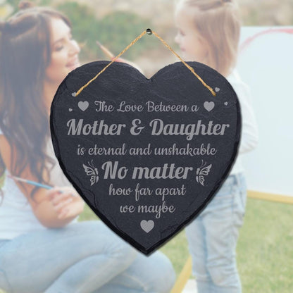 Engraved Heart Slate Plaque: Mother Daughter Gift with Jute Rope