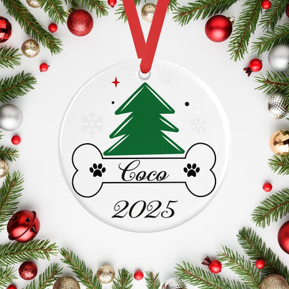 Personalised First Christmas Dog Ceramic Bauble 1st Puppy Xmas Ceramic Tree Decoration Gift