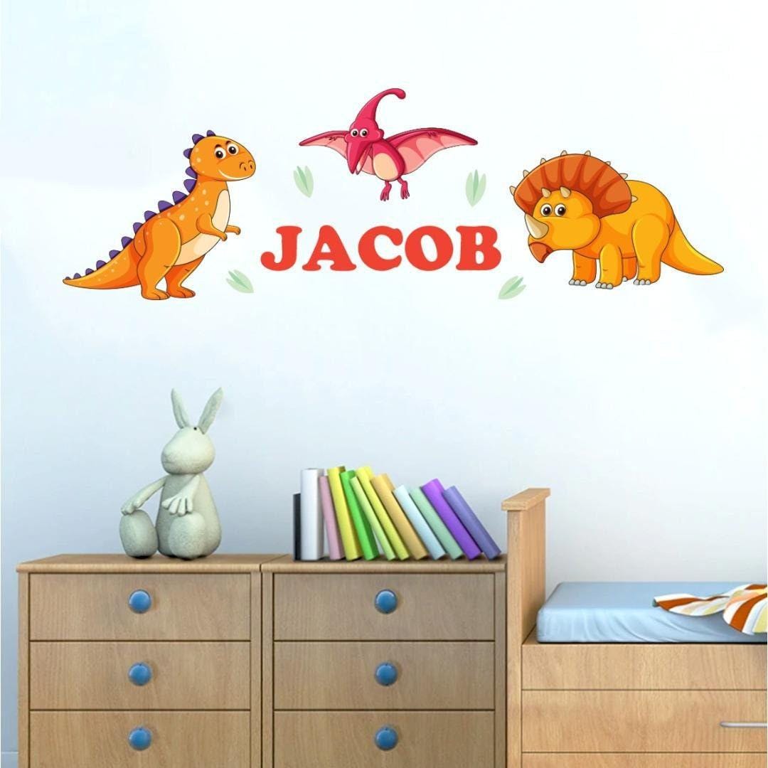 Personalised Dinosaur Wall Sticker Name Decal Vinyl Girls Boys Kids Nursery Bedroom