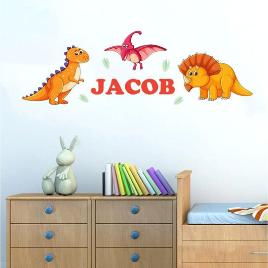 Personalised Dinosaur Wall Sticker Name Decal Vinyl Girls Boys Kids Nursery Bedroom