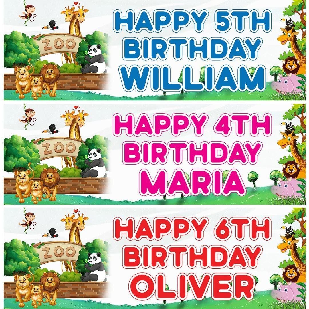 Personalised Zoo Animal Birthday Banner: Kids Party Decoration