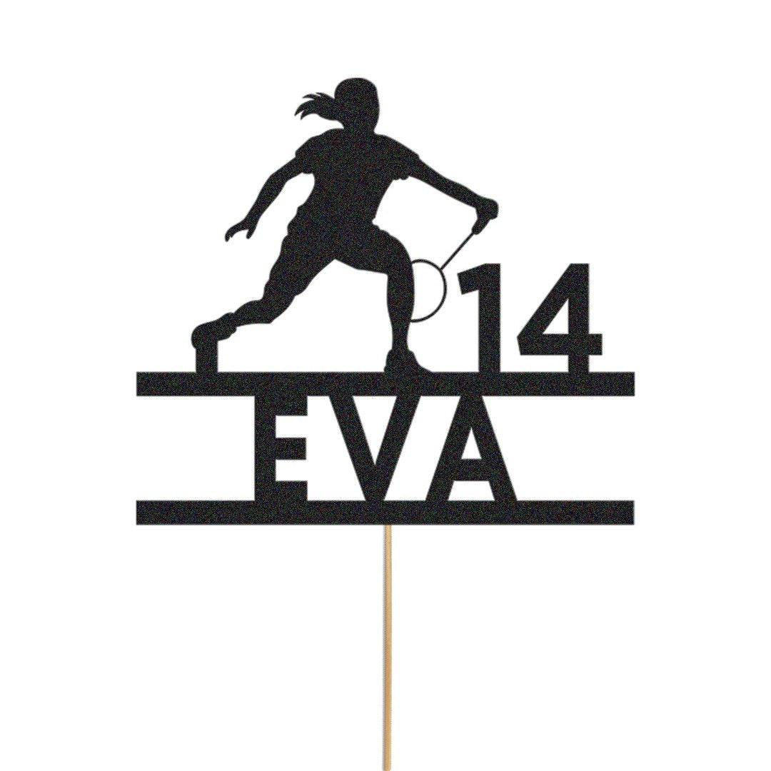 Custom Glitter Tennis Cake Topper: Personalised Birthday Party Decor