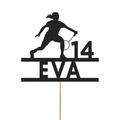 Custom Glitter Tennis Cake Topper: Personalised Birthday Party Decor