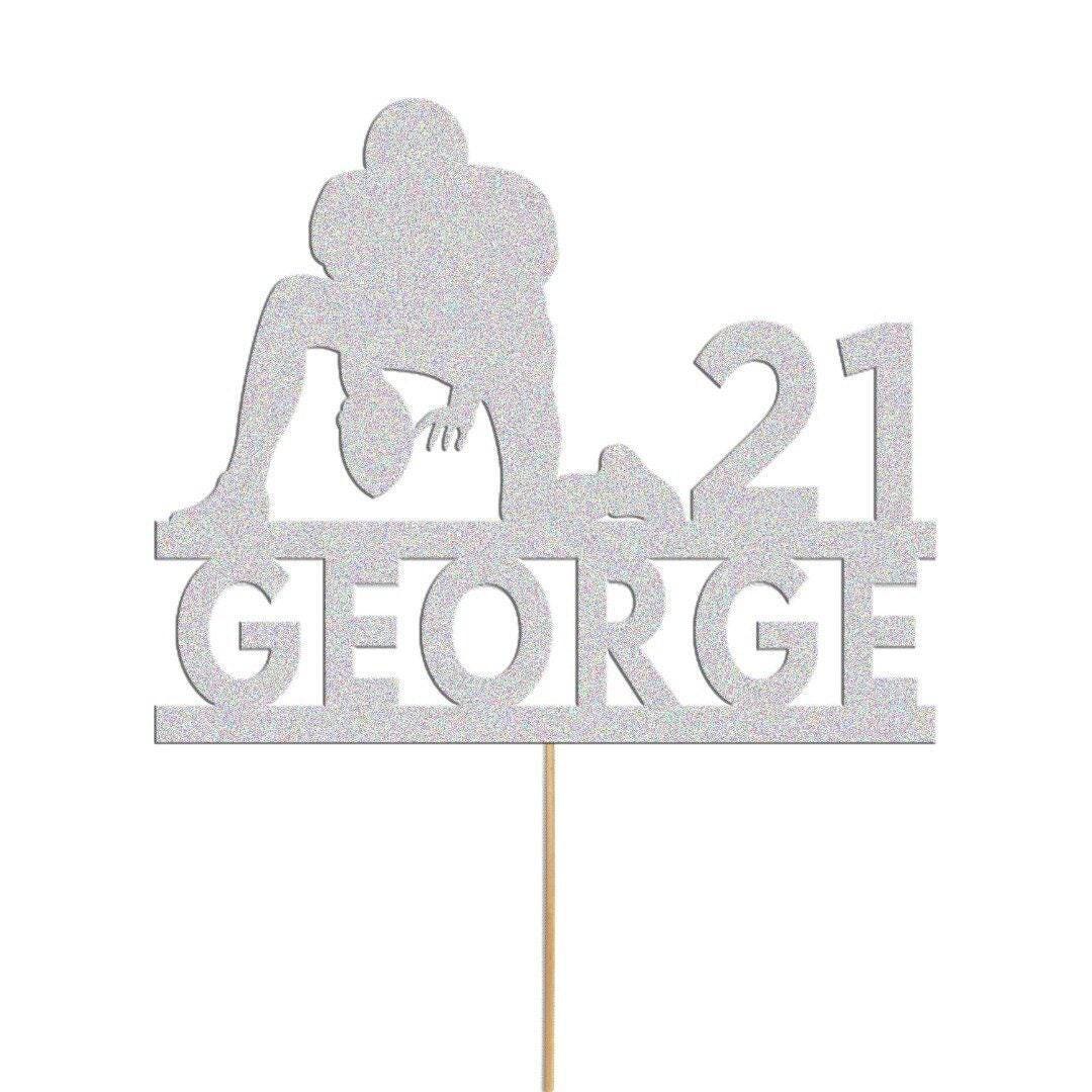 Personalised Glitter Rugby Cake Topper: Any Name & Age