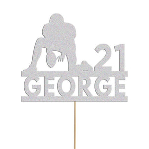 Personalised Glitter Rugby Cake Topper: Any Name & Age