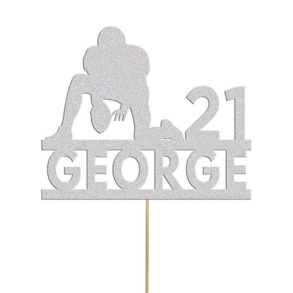 Personalised Glitter Rugby Cake Topper: Any Name & Age