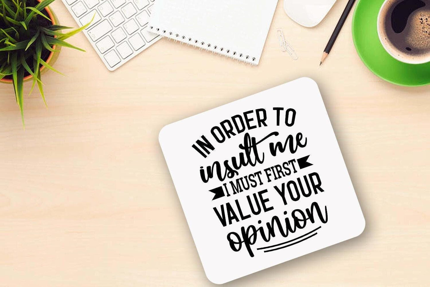 Sarcastic Ceramic Coffee Mug & Coaster Set: Funny Insult Gift