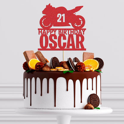 Custom Motorbike Racing Cake Topper Personalised Birthday Delight For Boys! Any Name & Age Included