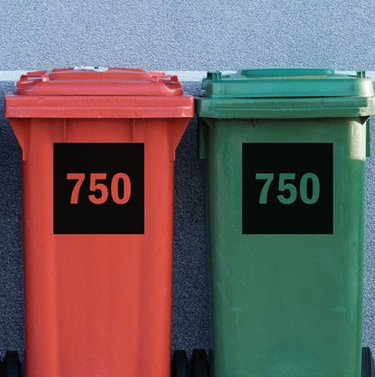 Personalized Wheelie Bin Sticker: Square Style, Custom Number