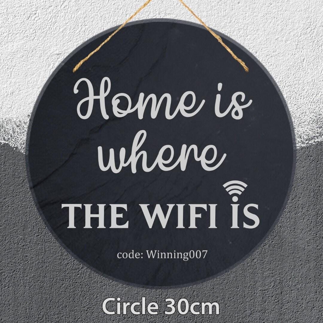 Family Wifi Code Home Guest Personalised Hanging Slate Sign House Warming Gift