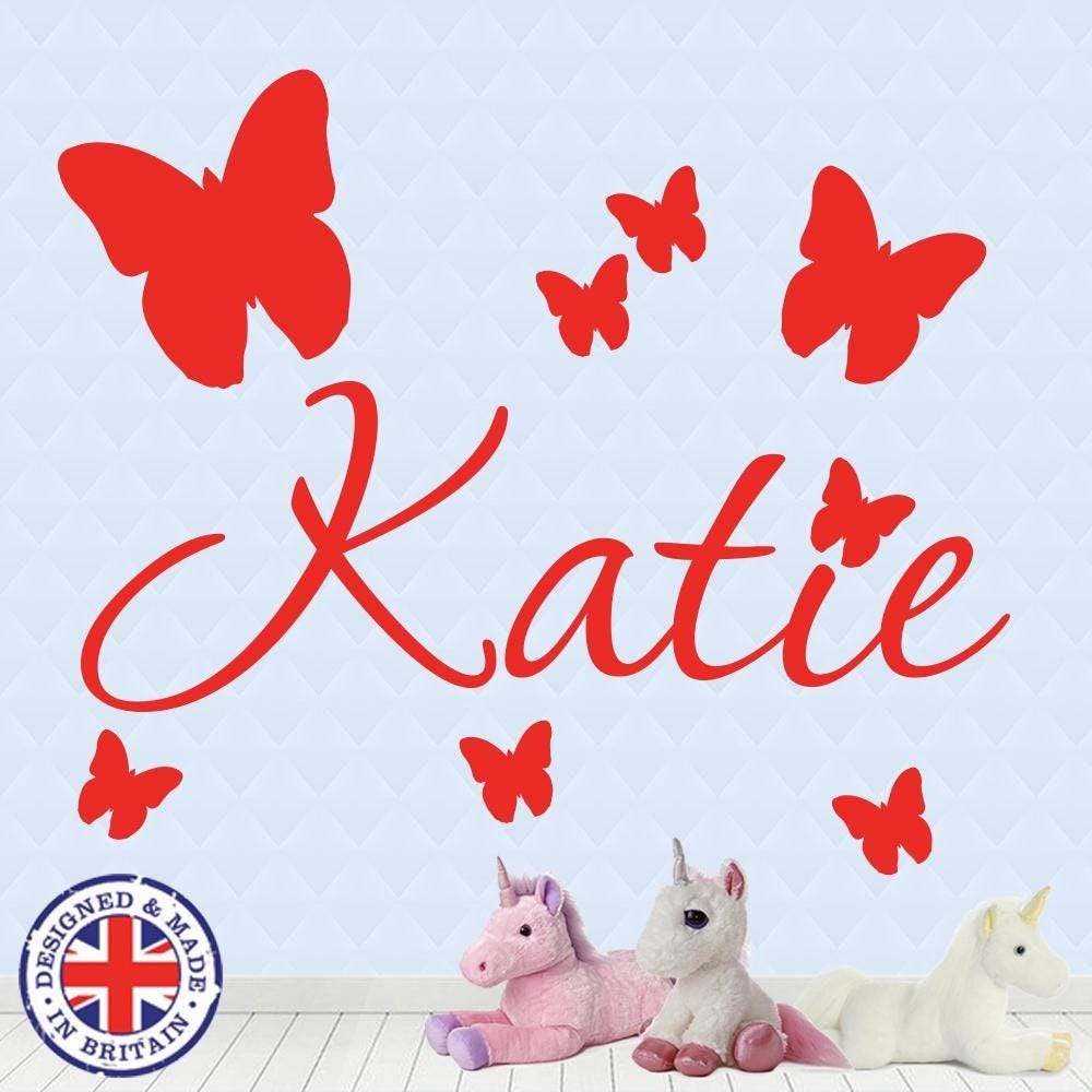 Personalised Name Butterfly Wall Art Custom Girls Bedroom Vinyl Kids Sticker