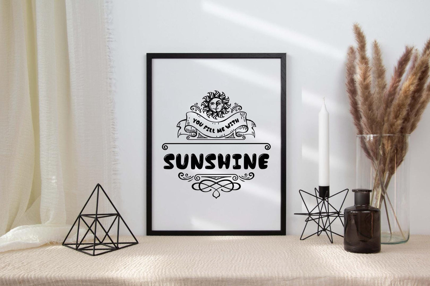You Fill Me With Sunshine Inspirational Love Positive Quote Poster Wall