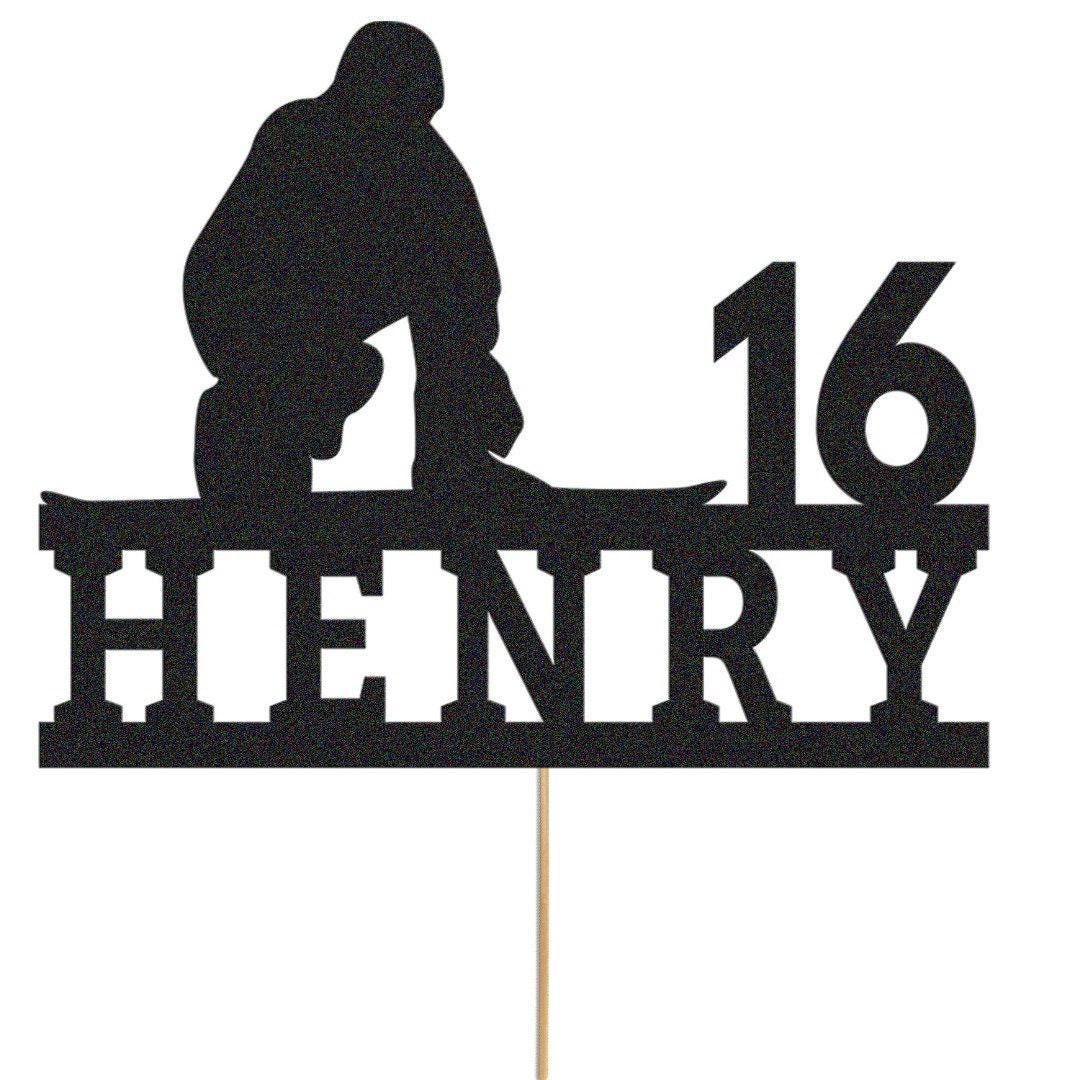 Personalized Skiing Birthday Cake Topper: Glitter Skier, Any Name & Age