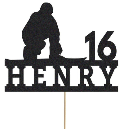 Personalized Skiing Birthday Cake Topper: Glitter Skier, Any Name & Age