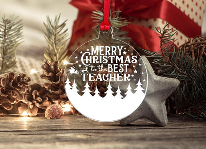 Teacher Christmas Bauble: Engraved Acrylic Xmas Gift