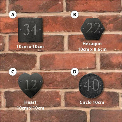 10cm Slate Personalised Door Number House Gate Sign Plaque Plate All Shapes