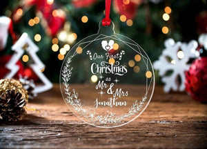 Personalised First Christmas Bauble: Acrylic Couple Ornament