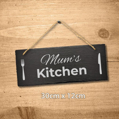 Personalised Slate Plaque Mum Mummy Kitchen Sign Laser Engraved Stone Art Gift