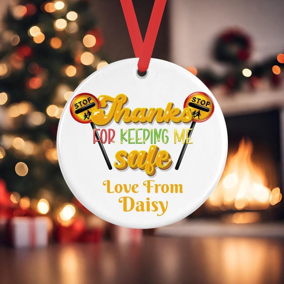 Personalised Lollypop Lady Christmas Ceramic Bauble Gift  Thanks Keeping Me Safe Tree Hanging Decoration