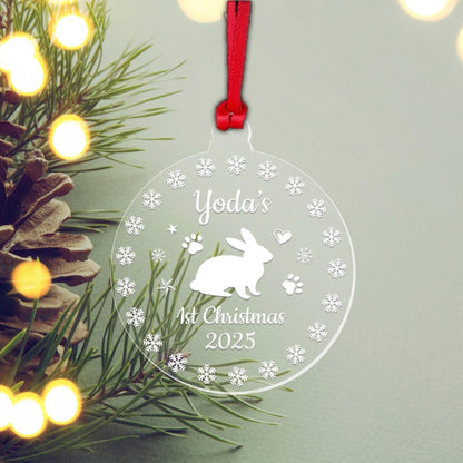 Personalised Rabbits 1st Christmas Bauble Pet First Xmas Tree Decoration Gift