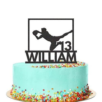 Personalised Football Birthday Cake Topper Soccer Footballer Acrylic Decoration