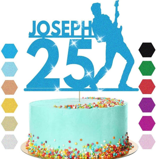 Guitar Birthday Cake Topper Personalised Musician Cake Decoration Any Name Age