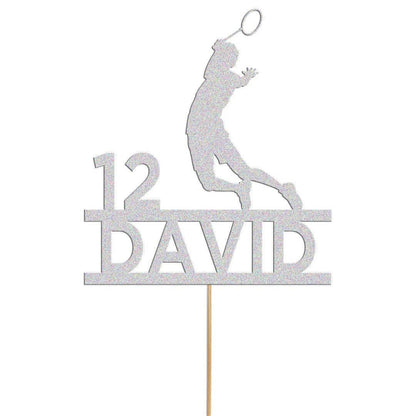 Personalised Badminton Cake Topper: Glitter Birthday Party Decoration