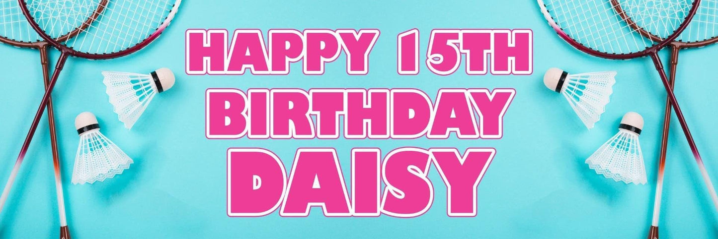 2 Personalised Badminton Birthday Party Celebration Banners Decoration Posters