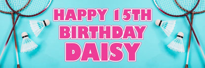 2 Personalised Badminton Birthday Party Celebration Banners Decoration Posters